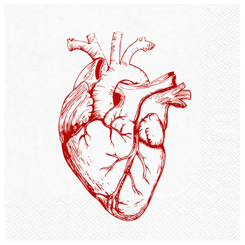 Serwetki papierowe z nadrukiem czerwone serce narząd serduszko Walentynki somgo