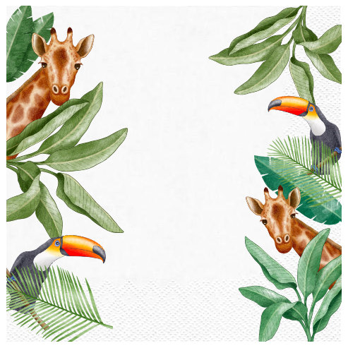 Serwetki papierowe zwierzęta Safari Animals żyrafa Zoo Urodziny Roczek somgo