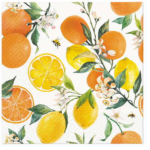 Serwetki PAW 33x33cm Citrus with bees Paw Decor Collection