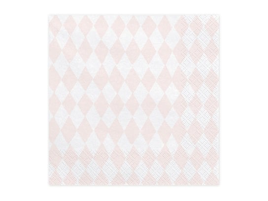 Serwetki, Romby, biało-różowe, 33 cm, 20 sztuk PartyDeco