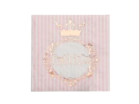 Serwetki urodzinowe Princesse z różowo złotą koroną - 25 cm - 20 szt. SANTEX