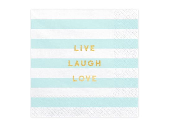 Serwetki Yummy - Live Laugh Love, jasny niebieski, 33x33 cm, 20 sztuk PartyDeco