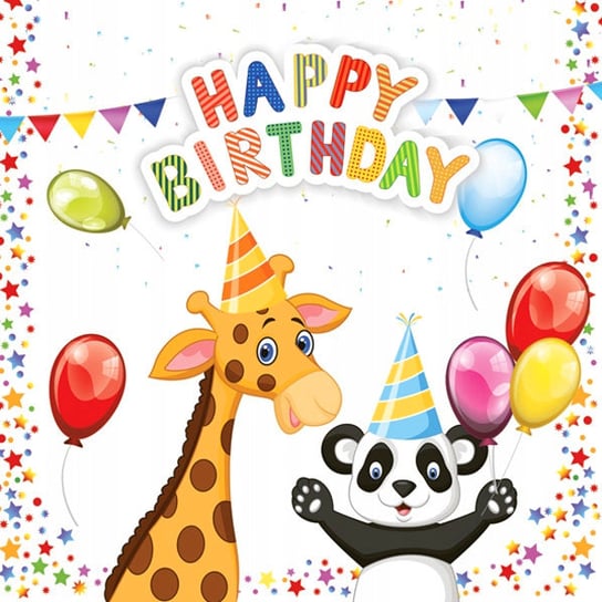 Serwetki zwierzaki Żyrafa Panda Urodziny 20 szt. somgo