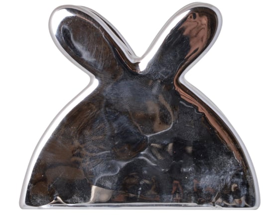 Serwetnik ceramiczny uszy królika, srebrny, 9,5x5,5x8,5 cm Ewax