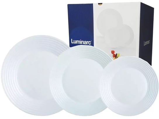Serwis obiadowy Harena Luminarc 18 elementów białe talerze dla 6 osób Luminarc