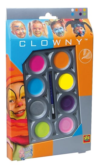 SES Creative, farby wodne do malowania twarzy, Clowny Basic, 8 kolorów SES