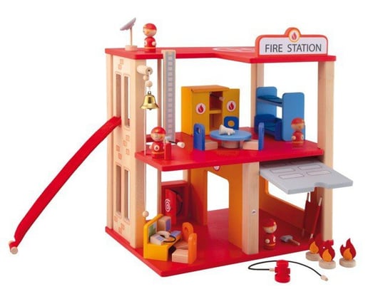 Sevi, Remiza strażacka z wyposażeniem, czerwona, 44x37x27 cm, 31 elementów SEVI