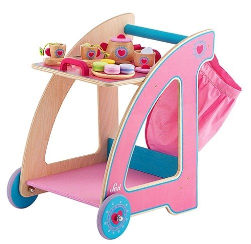 Sevi, Wózek serwisowy z tacą i dodatkami, różowy, 45x39x30 cm, 27 elementów SEVI