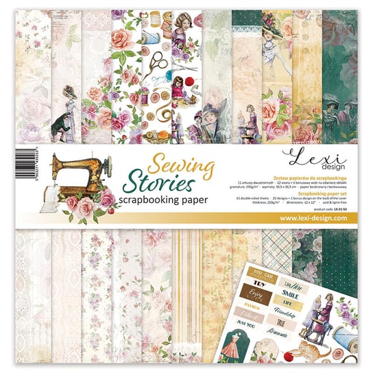 Sewing stories - zestaw papierów - 30,5 cm x 30,5 cm - Lexi Design Lexi Design