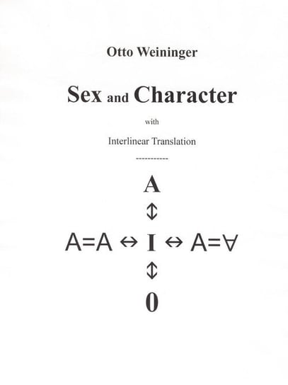 Sex and Character Weininger Otto