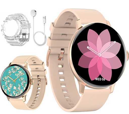 SG-Gadgets, Zegarek Smartwatch, Damski, DT2+ PRO - złoty, pasek silikonowy SG-Gadgets