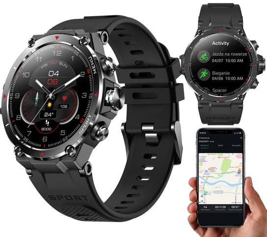 SG-Gadgets, Zegarek Smartwatch, HM03, Zegarek Z GPS Sportowy, Czarny SG-Gadgets