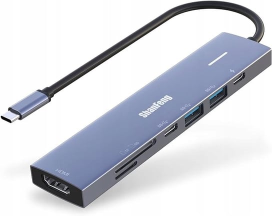 ShanFeng Hub USB C 4K 60 Hz, 7 w 1 adapter z HDMI, 100 W PD, 10 Gbps J4