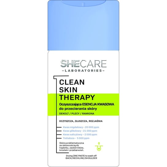 SHE, Shecare Clean Skin Therapy, Oczyszczająca esencja kwasowa, 150 ml SHE