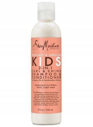 Shea Moisture Kids Coconut & Hibiscus 2-in-1 Curl & Shine Shampoo & Conditioner, Szampon i odżywka do włosów, 236ml Shea Moisture