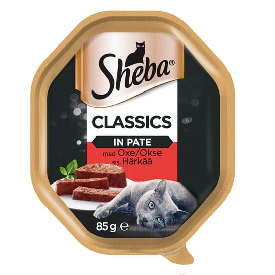 SHEBA Classics 22x85g z Wołowiną, mokra karma dla kotów w pasztecie Sheba