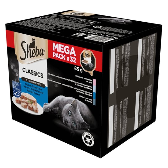 SHEBA Classics mokra karma dla kota rybne smaki w pasztecie tacki 32x85 g Mars
