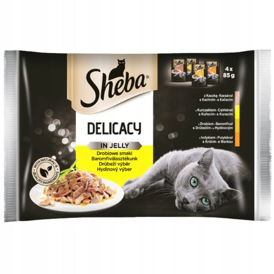 SHEBA Delicacy mokra karma dla kota drobiowe smaki w galaretce 4x85 g Mars