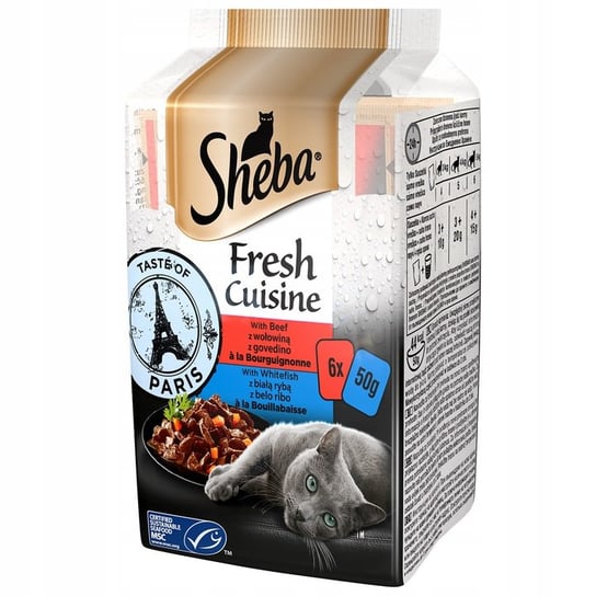 SHEBA Fresh Cuisine mokra karma dla kota biała ryba wołowina w sosie 6x50 g Sheba