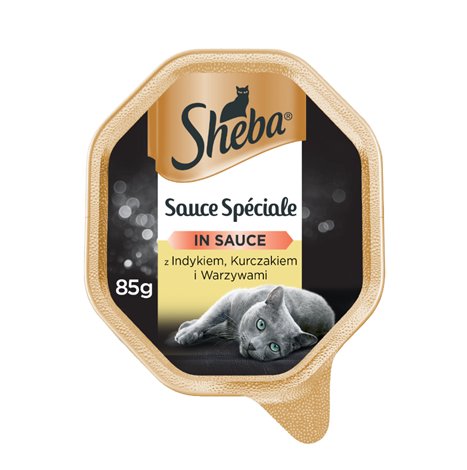 SHEBA Sauce Speciale mokra karma dla kota indyk kurczak w sosie tacka 85 g Sheba