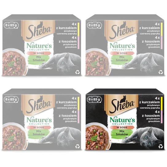 Sheba Tacka 32x85g Mix Smaków Mokra Karma W Sosie Dla Dorosłych Kotów Kurczak Łosoś Sheba