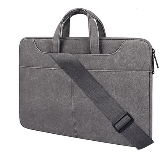 Sheepskin Briefcase torba zamszowa na ramię do laptopa HP Lenovo Apple MacBook Air/Pro 13/14/15/16 (Dark Gray) D-pro