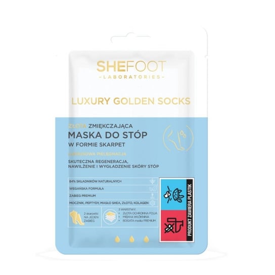 Shefoot Luxury Golden Socks, Złota Zmiękczająca Maska Do Stóp W Formie Skarpet, 1 Para Inna marka
