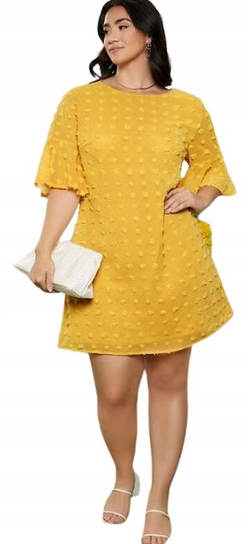 SHEIN SUKIENKA MINI PLUS SIZE ŻÓŁTA BASIC 52 VUS Shein