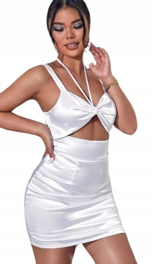 SHEIN SUKIENKA MINI SATYNOWA BIAŁA BASIC 34 1V3U Shein