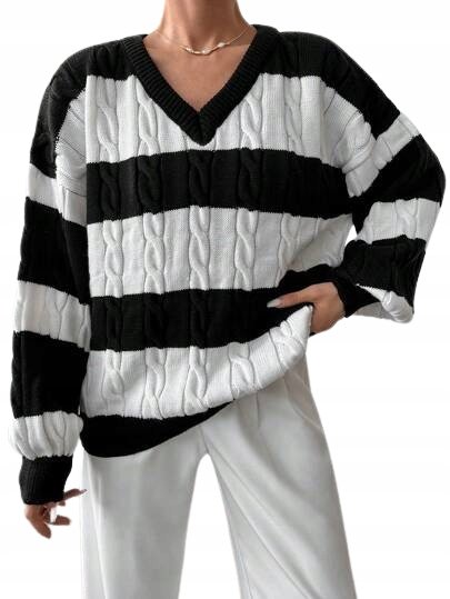 SHEIN SWETER DAMSKI KLASYCZNY W PASKI BASIC S ŁŁF Shein