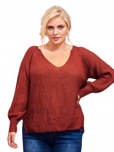 SHEIN SWETER PLUS SIZE BRĄZOWY DO BIODER 48 V3V Shein