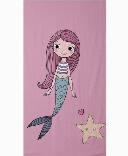 Shellbag, Ręcznik  kąpielowy dla dzieci z syrenką " the little mermaid"  z etykietą do pokolorowania Shellbag
