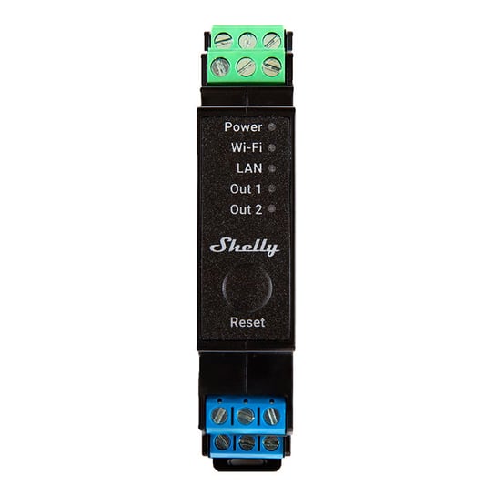 Shelly, 2-kanałowy przekaźnik na szynę DIN Pro 2PM WIFI/LAN, 059206 Shelly