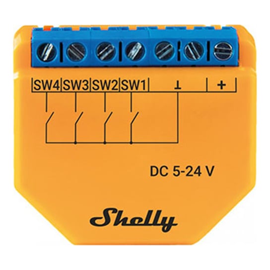 Shelly, Kontroler/aktywator scen PLUS i4 DC WIFI, napięcie 5-24V DC, 059199 Shelly