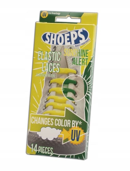 SHOEPS silikonowe sznurówki zmieniające kolor UV żółty zielony Shoeps