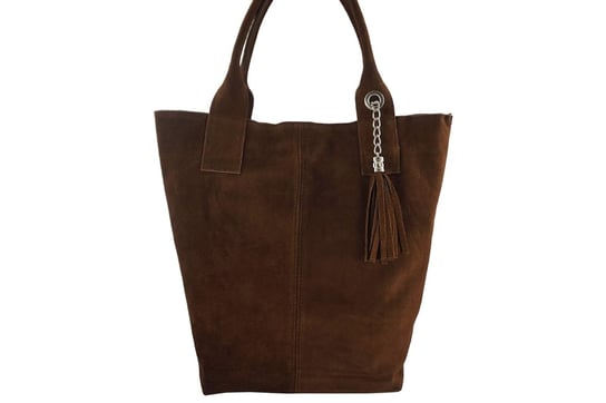 Shopper bag - torebka damska zamszowa - Brązowa - Brązowy Barberinis