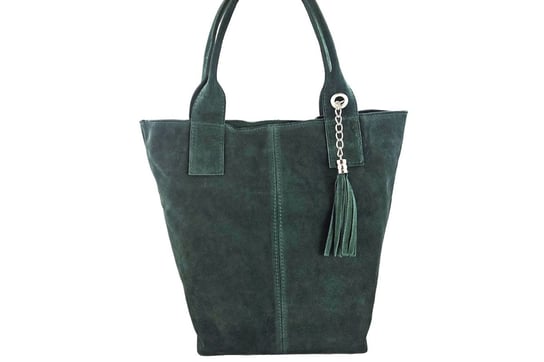 Shopper bag - torebka damska zamszowa - Zielona ciemna - Zielony ciemny Barberinis