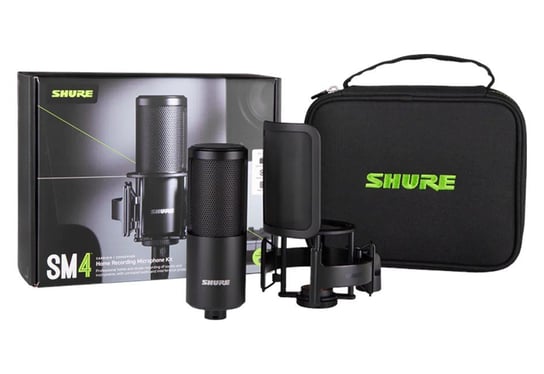 Shure SM4-K-KIT, Mikrofon pojemnościowy, zewnętrznie polaryzowany, uchwyt, popfiltr, etui Shure