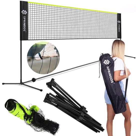 Siatka i stelaż do gry rekreacyjnej w badmintona, siatkówki 400 cm Springos