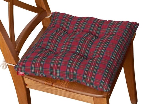 Siedzisko Jacek na krzesło DEKORIA Bristol, czerwony, zielony, krata, 38x38x8 cm Dekoria