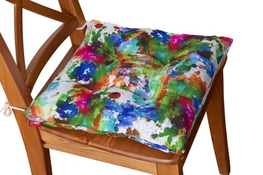 Siedzisko Jacek na krzesło DEKORIA New Art, kolorowe mazaje na białym tle, 38x38x8 cm Dekoria