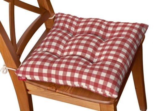 Siedzisko Jacek na krzesło DEKORIA Quadro, czerwono biała kratka, 38x38x8 cm Dekoria