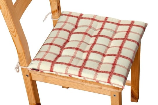 Siedzisko Karol na krzesło DEKORIA Avinon, ecru tło, czerwona kratka, 40x40x3,5 cm Dekoria