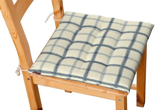 Siedzisko Karol na krzesło DEKORIA Avinon, ecru tło, niebieskie kratka, 40x40x3,5 cm Dekoria