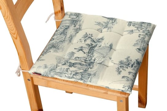 Siedzisko Karol na krzesło DEKORIA Avinon, tło ecru, niebieskie postacie, 40x40x3,5 cm Dekoria