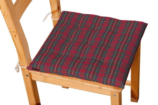Siedzisko Karol na krzesło DEKORIA Bristol, czerwony, zielony, krata, 40x40x3,5 cm Dekoria