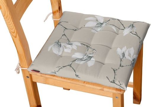 Siedzisko Karol na krzesło DEKORIA Flowers, magnolie na beżowym tle, 40x40x3,5 cm Dekoria