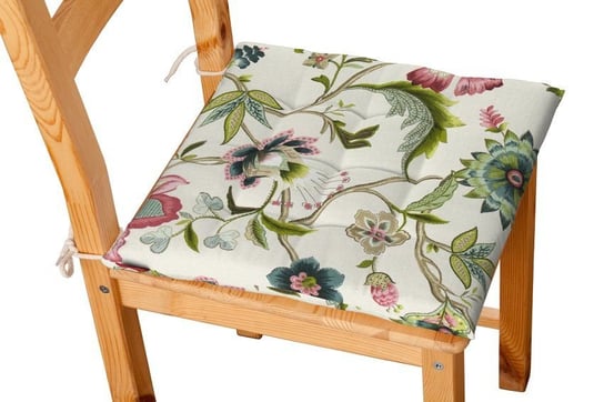 Siedzisko Karol na krzesło DEKORIA Londres, kolorowe kwiaty na jasnym tle, 40x40x3,5 cm Dekoria