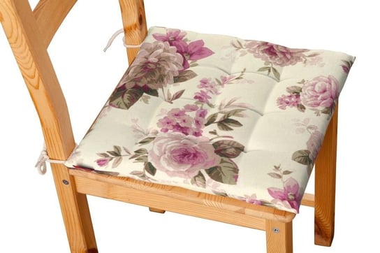 Siedzisko Karol na krzesło DEKORIA Mirella, różowo - beżowe róże na kremowym tle, 40x40x3,5 cm Dekoria