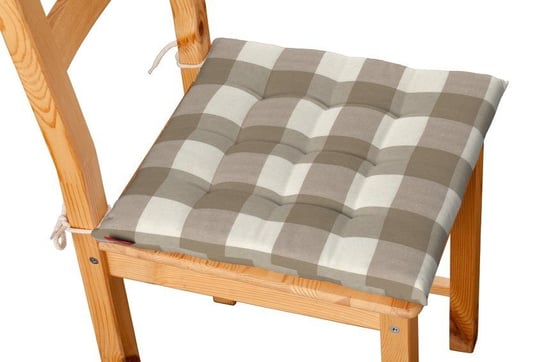 Siedzisko Karol na krzesło DEKORIA Quadro, beżowo biała krata, 40x40x3,5 cm Dekoria